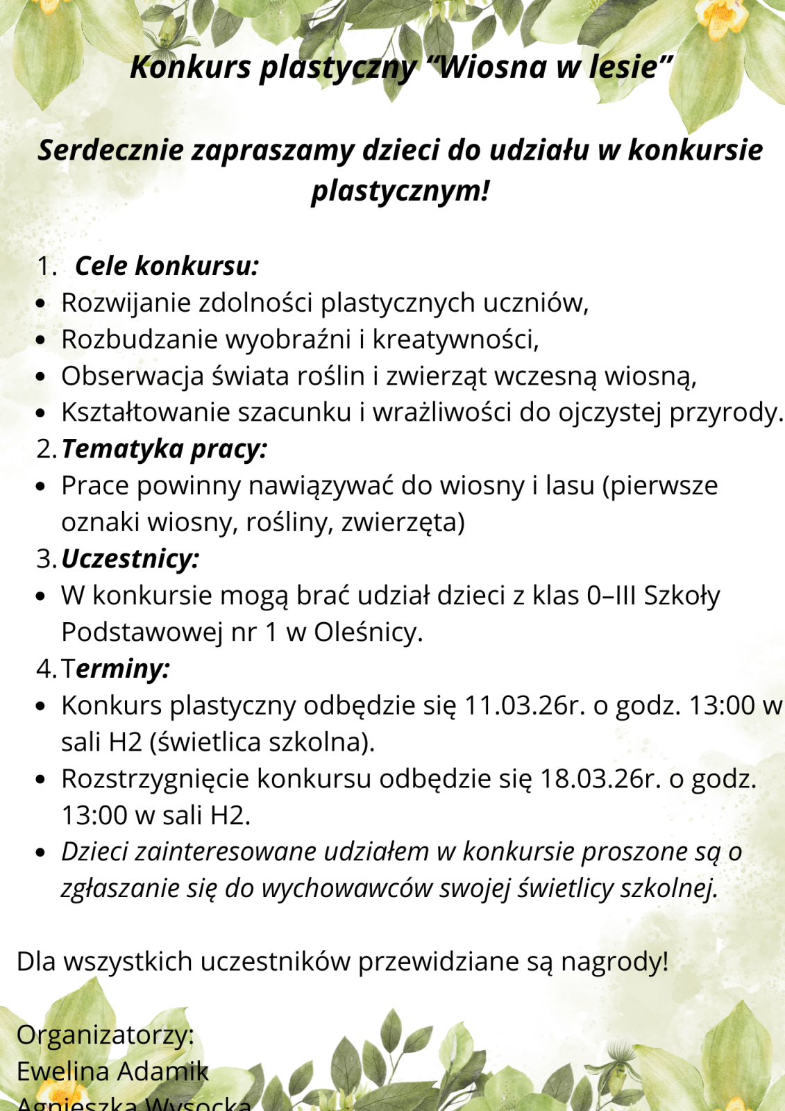 konkurs plastyczny wiosenny